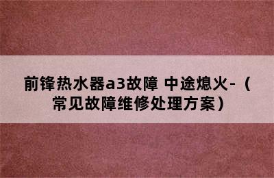 前锋热水器a3故障 中途熄火-（常见故障维修处理方案）